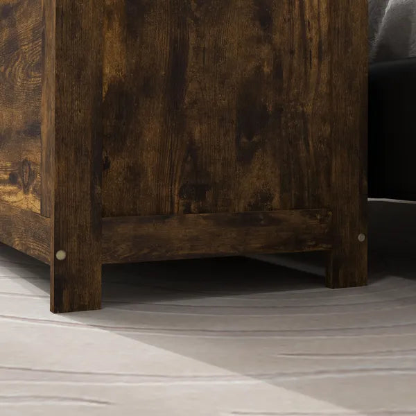 HOMCOM 39.4" Storage Trunk with 2 Safety Hinges, Wooden Storage Bench with Side Handles, Storage Chest for Playroom, Rustic Brown - product image 9