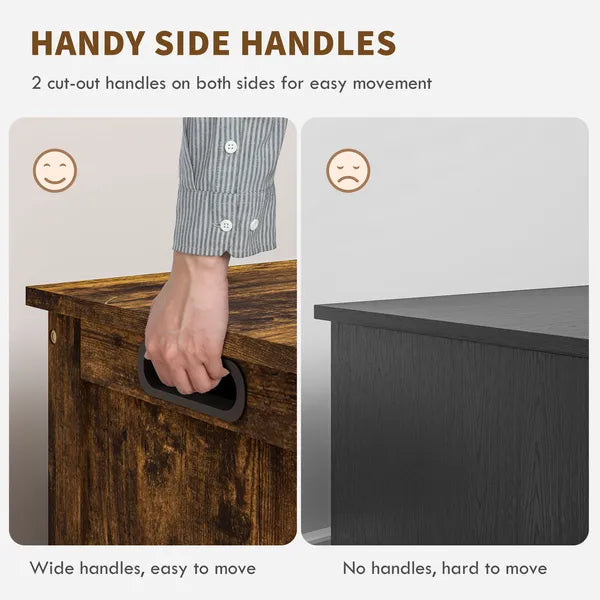 HOMCOM 39.4" Storage Trunk with 2 Safety Hinges, Wooden Storage Bench with Side Handles, Storage Chest for Playroom, Rustic Brown - product image 6