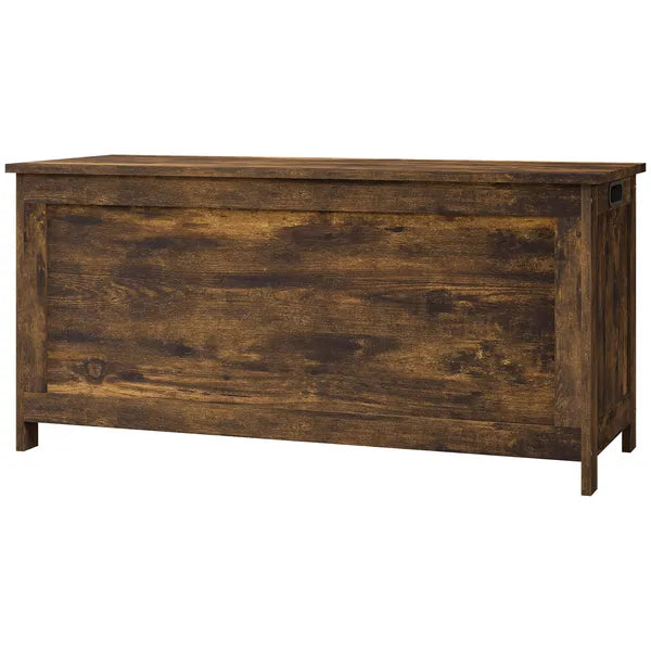 HOMCOM 39.4" Storage Trunk with 2 Safety Hinges, Wooden Storage Bench with Side Handles, Storage Chest for Playroom, Rustic Brown - product image 1