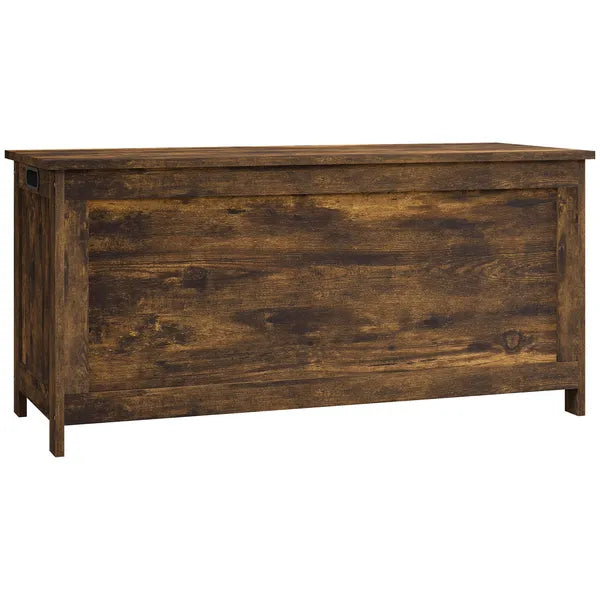 HOMCOM 39.4" Storage Trunk with 2 Safety Hinges, Wooden Storage Bench with Side Handles, Storage Chest for Playroom, Rustic Brown - product image 11