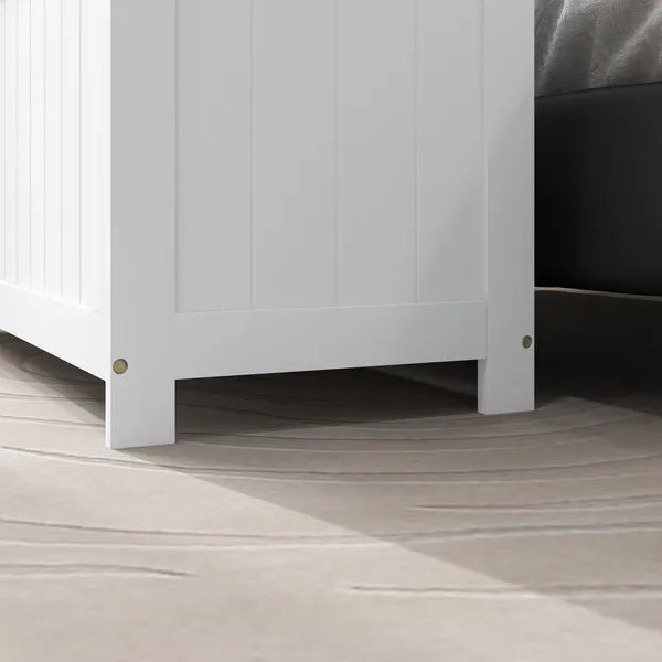 39.4" Storage Trunk with 2 Safety Hinges, Wooden Bench, Side Handles, Chest for Playroom, White - product image 9