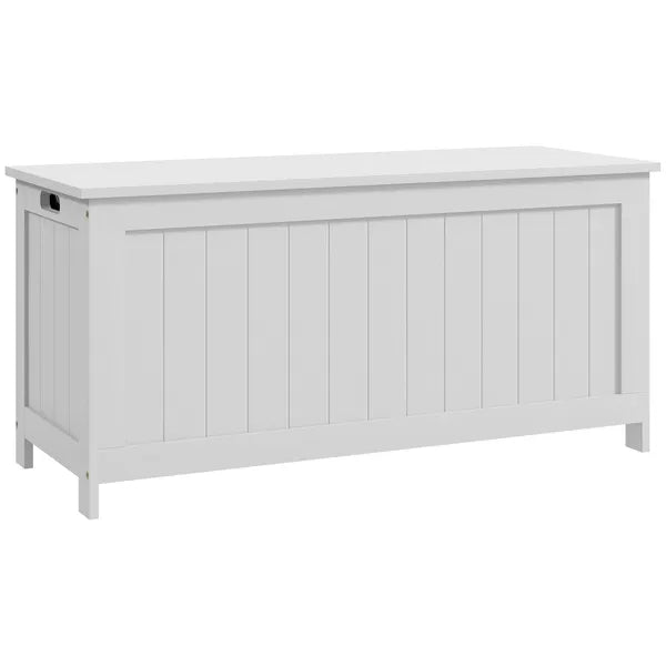 39.4" Storage Trunk with 2 Safety Hinges, Wooden Bench, Side Handles, Chest for Playroom, White - product image 11