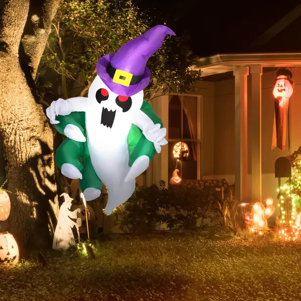 3.9 Ft Inflatable Halloween Window Sticker Ghost, Blow Up LED Display for Garden Indoor Outdoor - product image 2