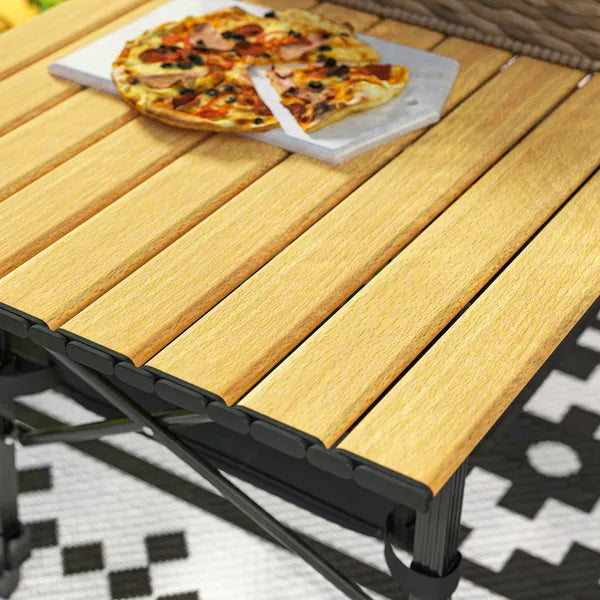 Outsunny 3 Ft Aluminum Small Folding Table, Portable Camping Table with Storage Bag, Carry Bag for Outdoor Picnic BBQ, Brown - product image 9