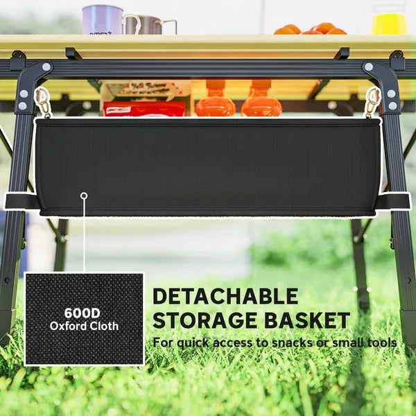 Outsunny 3 Ft Aluminum Small Folding Table, Portable Camping Table with Storage Bag, Carry Bag for Outdoor Picnic BBQ, Brown - product image 4