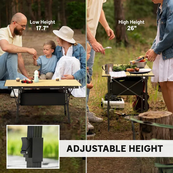 Outsunny 3 Ft Aluminum Small Folding Table, Portable Camping Table with Storage Bag, Carry Bag for Outdoor Picnic BBQ, Brown - product image 5