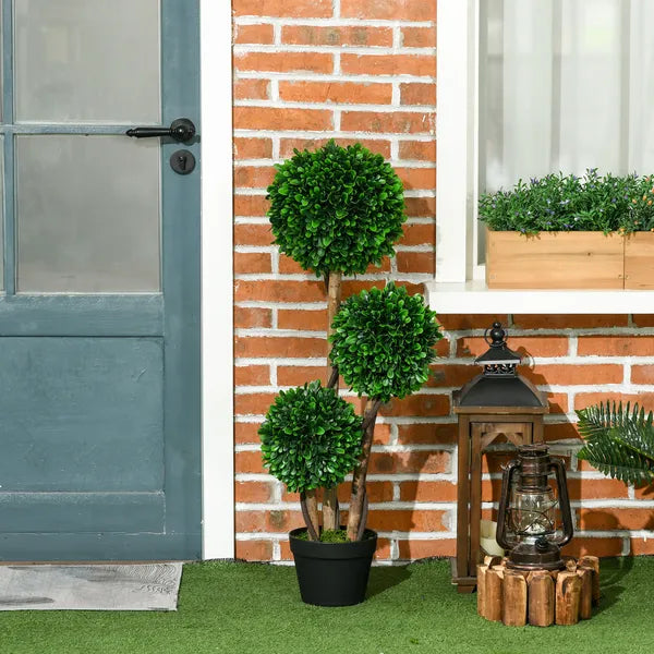 3ft Artificial Triple Ball Boxwood Topiary Tree, Pot, Sandalwood Leaves, Indoor Outdoor Home - product image 10