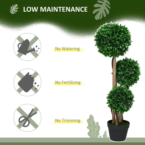 3ft Artificial Triple Ball Boxwood Topiary Tree, Pot, Sandalwood Leaves, Indoor Outdoor Home - product image 5