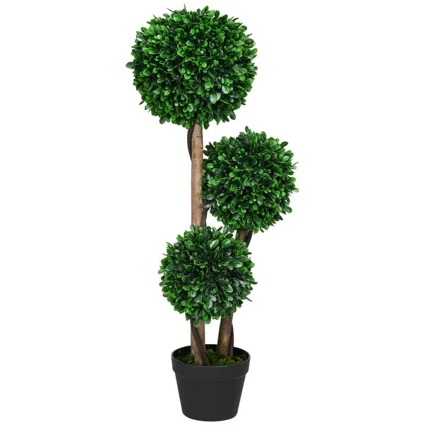 3ft Artificial Triple Ball Boxwood Topiary Tree, Pot, Sandalwood Leaves, Indoor Outdoor Home - product image 11