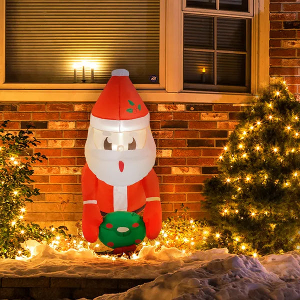 3ft Inflatable Santa Holding Wreath, Lean Out from Window Outdoor Decortaion with LED Lights, for Holiday Party Garden - product image 10