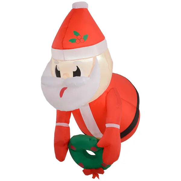 3ft Inflatable Santa Holding Wreath, Lean Out from Window Outdoor Decortaion with LED Lights, for Holiday Party Garden - product image 1
