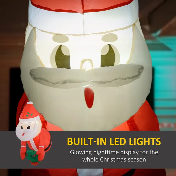 3ft Inflatable Santa Holding Wreath, Lean Out from Window Outdoor Decortaion with LED Lights, for Holiday Party Garden - product image 4