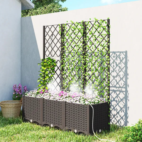 3PCS Plastic Planter Box with Trellis, Self-Watering Raised Garden Bed with Trellis and Automatic Watering Timer Kit - product image 2