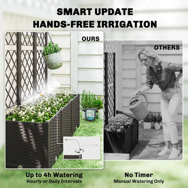 3PCS Plastic Planter Box with Trellis, Self-Watering Raised Garden Bed with Trellis and Automatic Watering Timer Kit - product image 4
