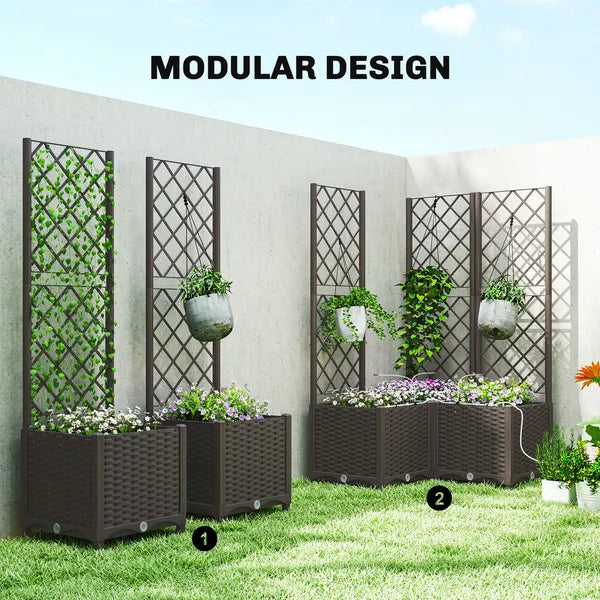 3PCS Plastic Planter Box with Trellis, Self-Watering Raised Garden Bed with Trellis and Automatic Watering Timer Kit - product image 7
