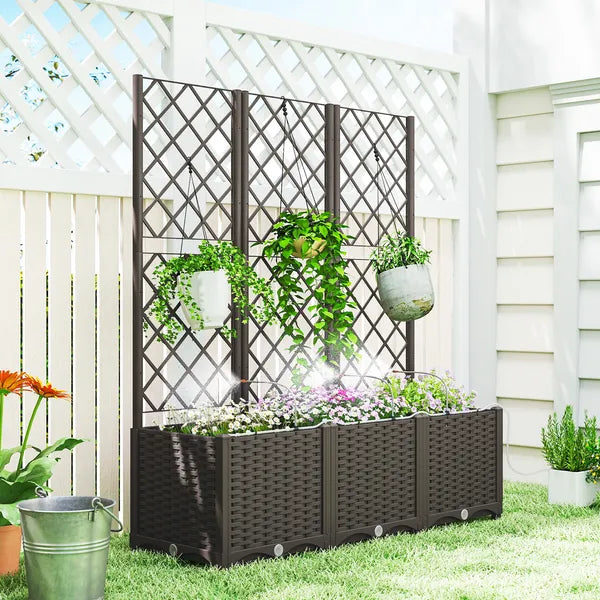 3PCS Plastic Planter Box with Trellis, Self-Watering Raised Garden Bed with Trellis and Automatic Watering Timer Kit - product image 10