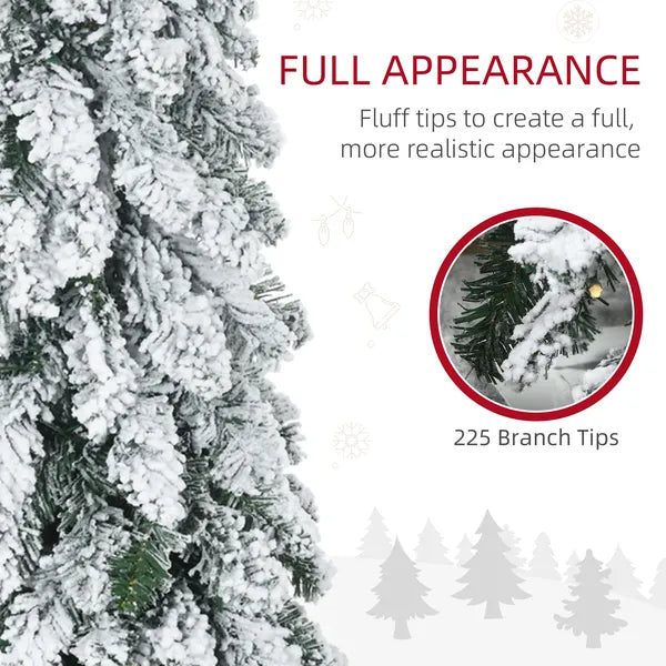 HOMCOM 4 ft Artificial Slim Christmas Trees, with Snow Frosted Branches, Warm White or Colorful LED Lights, Downswept Shape - product image 5