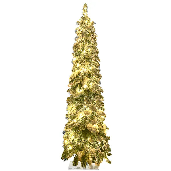 HOMCOM 4 ft Artificial Slim Christmas Trees, with Snow Frosted Branches, Warm White or Colorful LED Lights, Downswept Shape - product image 11