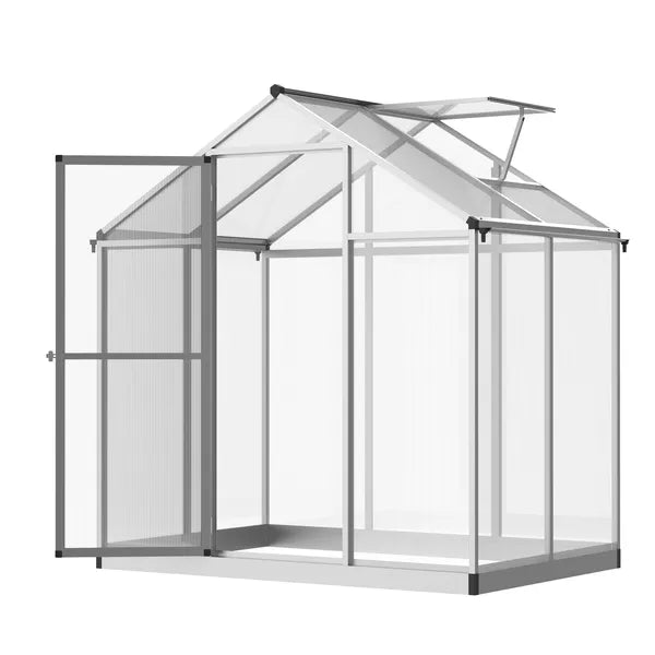Outsunny 4' L x 6' W Walk-In Polycarbonate Greenhouse with Roof Vent, Outdoor Greenhouse for Winter, Clear - product image 1