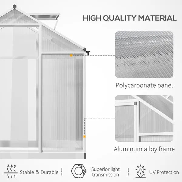 Outsunny 4' L x 6' W Walk-In Polycarbonate Greenhouse with Roof Vent, Outdoor Greenhouse for Winter, Clear - product image 4