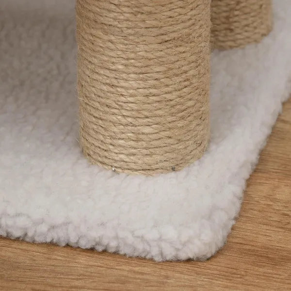 PawHut 4-Level Pet Stairs Cat Steps Carpeted Ladder Ramp Kitten Tree Climber Scratching Posts Hanging Play Ball for Bed Sofa White - product image 9
