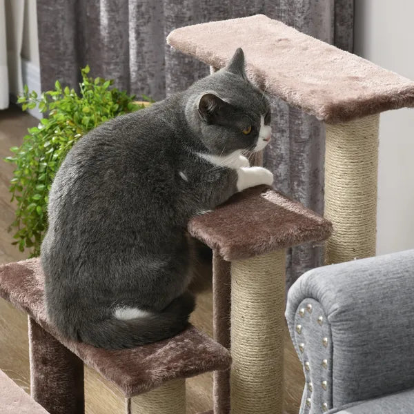 PawHut 4 Levels Cat Steps with Scratching Posts for High Bed, Sofa, Brown - product image 8