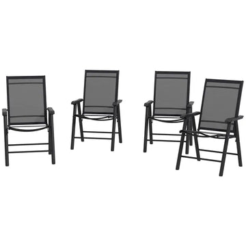 Outsunny 4-Pack Black Folding Chairs Stackable Patio Dining Versatile Seating - product image 1