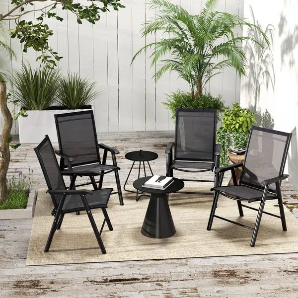 Outsunny 4-Pack Black Folding Chairs Stackable Patio Dining Versatile Seating - product image 2