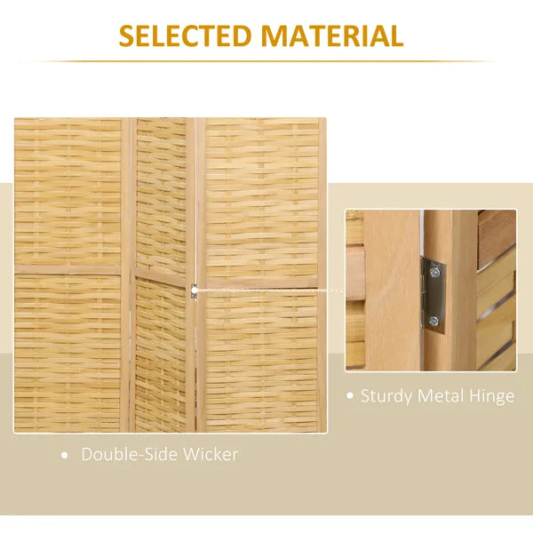 HOMCOM 4 Panel Bamboo Room Divider Hand Woven Privacy Screen Natural Tall Partition for Home Office 67 - product image 5
