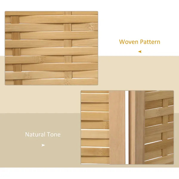 HOMCOM 4 Panel Bamboo Room Divider Hand Woven Privacy Screen Natural Tall Partition for Home Office 67 - product image 4
