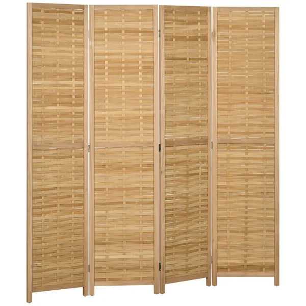 HOMCOM 4 Panel Bamboo Room Divider Hand Woven Privacy Screen Natural Tall Partition for Home Office 67 - product image 1