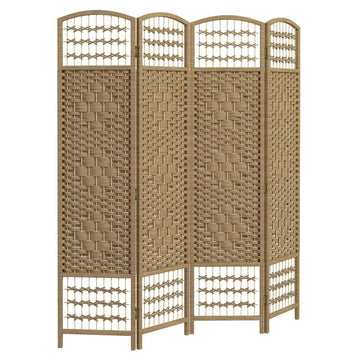 HOMCOM 4-Panel Folding Room Divider Natural Wave Fiber Portable Privacy Screen for Home Office - product image 1