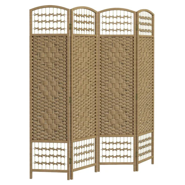 HOMCOM 4-Panel Folding Room Divider Natural Wave Fiber Portable Privacy Screen for Home Office - product image 1