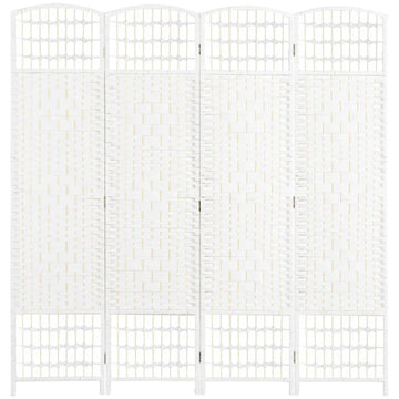 HOMCOM 4-Panel White Wave Fiber Folding Privacy Screen, Freestanding Room Divider for Home Office - product image 1