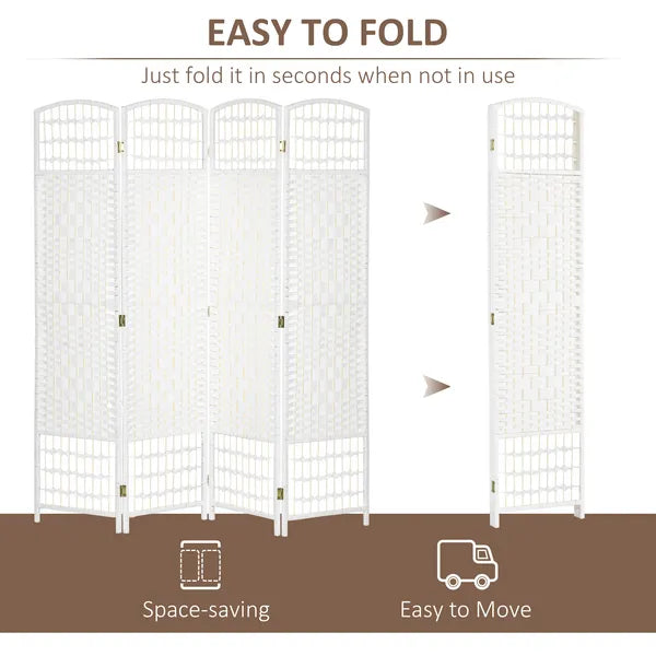 HOMCOM 4-Panel White Wave Fiber Folding Privacy Screen, Freestanding Room Divider for Home Office - product image 4