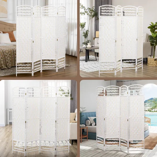 HOMCOM 4-Panel White Wave Fiber Folding Privacy Screen, Freestanding Room Divider for Home Office - product image 7