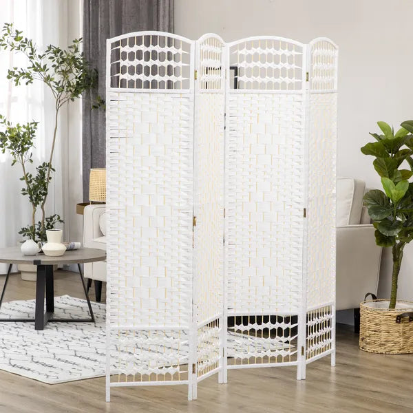 HOMCOM 4-Panel White Wave Fiber Folding Privacy Screen, Freestanding Room Divider for Home Office - product image 10