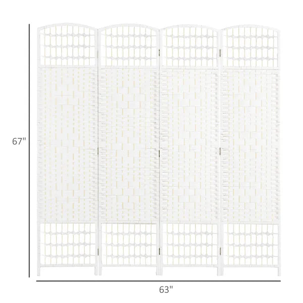 HOMCOM 4-Panel White Wave Fiber Folding Privacy Screen, Freestanding Room Divider for Home Office - product image 3