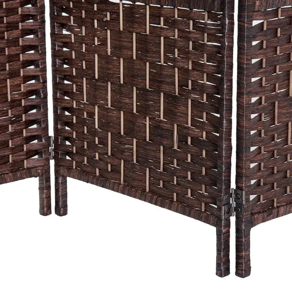 HOMCOM 4 Panel Wicker Room Divider 6' Tall Freestanding Folding Privacy Screen Brown - product image 9