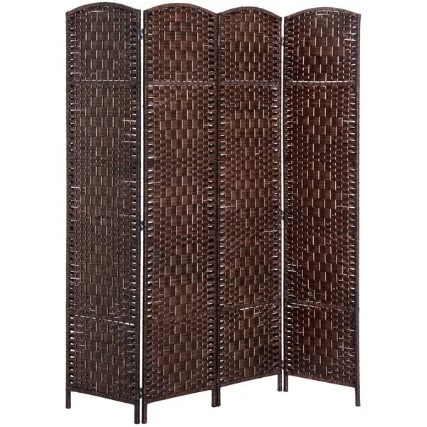 HOMCOM 4 Panel Wicker Room Divider 6' Tall Freestanding Folding Privacy Screen Brown - product image 11