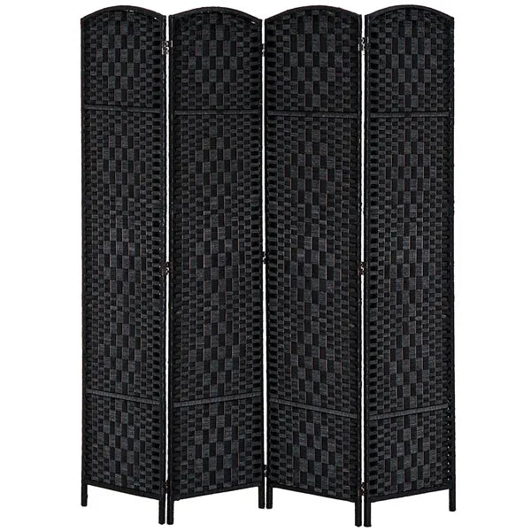 HOMCOM 4 Panel Wicker Room Divider Folding Privacy Screen 6' Tall Black - product image 1