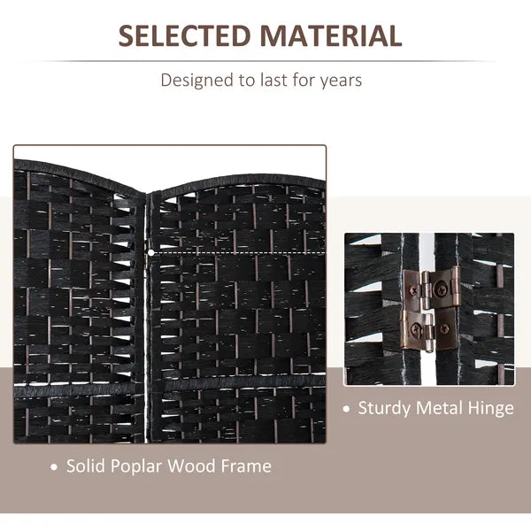 HOMCOM 4 Panel Wicker Room Divider Folding Privacy Screen 6' Tall Black - product image 5