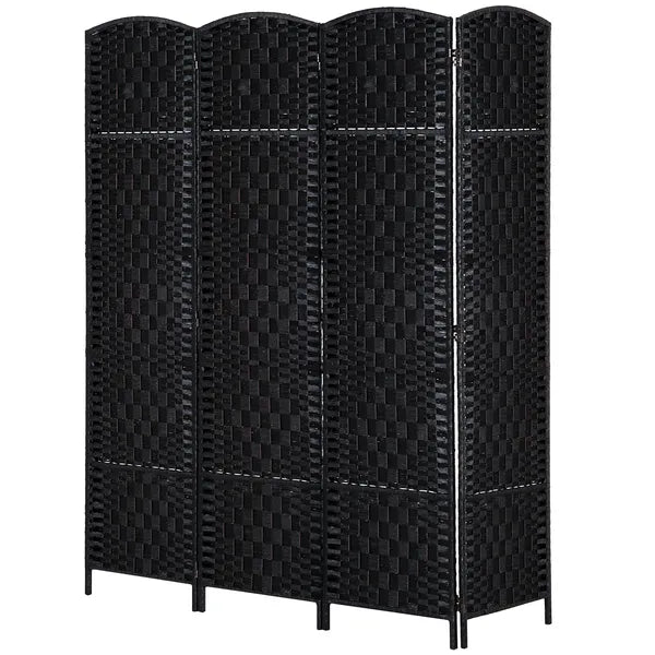 HOMCOM 4 Panel Wicker Room Divider Folding Privacy Screen 6' Tall Black - product image 11