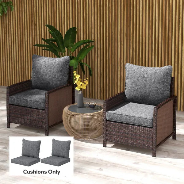 4 Patio Chair Cushions with Seat and Backrest, Fade Resistant Seat Replacement Cushion Set, Gray - product image 10