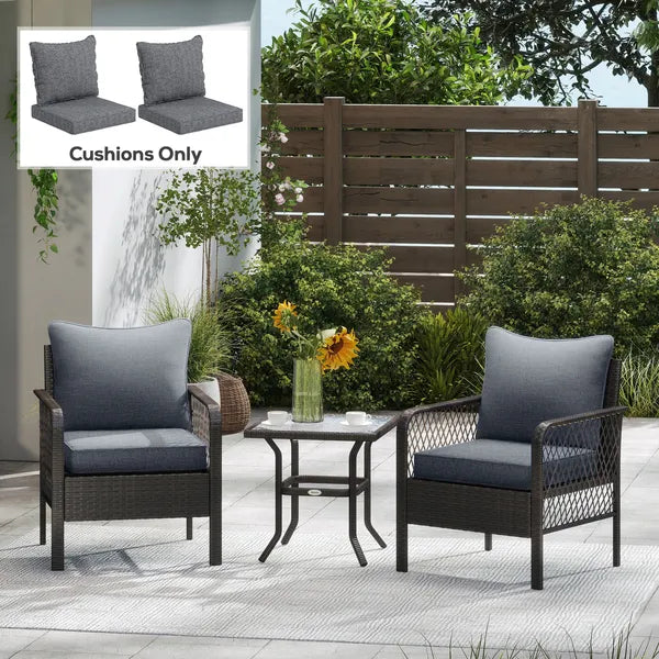 4 Patio Chair Cushions with Seat and Backrest, Fade Resistant Seat Replacement Cushion Set, Gray - product image 2
