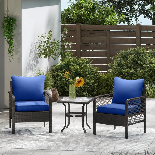 Outsunny 4 Patio Chair Cushions with Seat and Backrest, Fade Resistant Seat Replacement Cushion Set, Navy Blue - product image 2