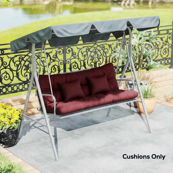 Outsunny 4-Piece Back and Seat Cushion Pillows Replacement and Pillows, Patio Chair Cushions Set with Ties, Wine Red - product image 8