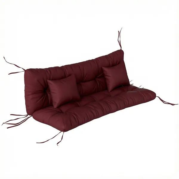 Outsunny 4-Piece Back and Seat Cushion Pillows Replacement and Pillows, Patio Chair Cushions Set with Ties, Wine Red - product image 11