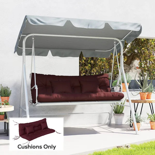 Outsunny 4-Piece Back and Seat Cushion Pillows Replacement and Pillows, Patio Chair Cushions Set with Ties, Wine Red - product image 10