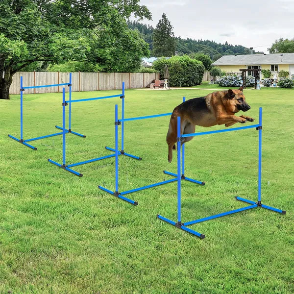PawHut 4 Piece Dog Agility Starter Kit, Adjustable Jump Bars, Carry Bag, Blue - product image 7